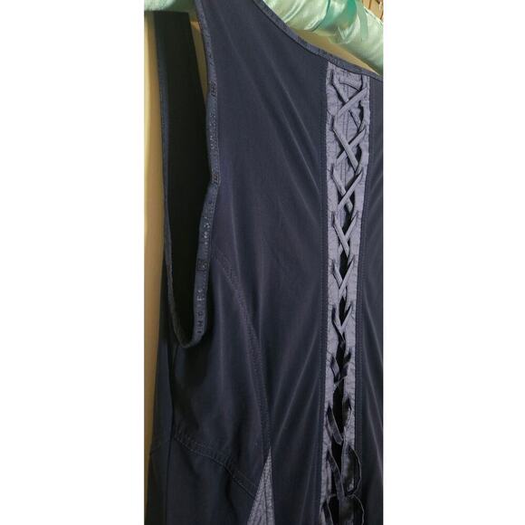 Indies Ladies Abstract Navy Blue Sleeveless Dress - Picture 7 of 8